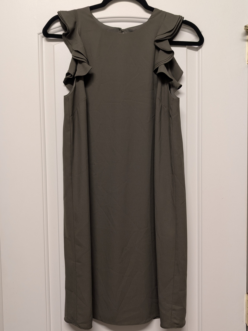 Naked Zebra - NWT - Sleeveless Ruffle Shift Dress - Olive Green